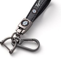 Tigers Car Keychain Keyring for Detroit Tigers Baseball Fans,Detroit Tigers Car Accessories Women/Men's Keychains for Cars,Leather Key Ring Lanyard Ca