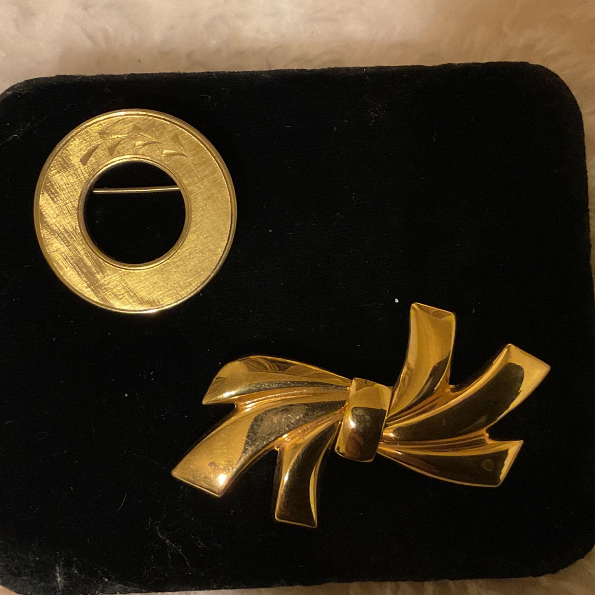 2 Gold Tone Brooches