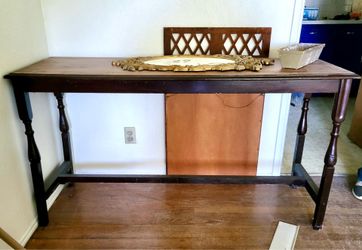 Vintage Dark Brown Wooden Console Table