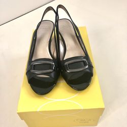 Black Circa Joan & David Slingback Wedge Heels