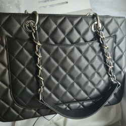 Leather Quilted Shopper Tote 