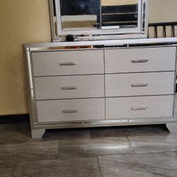 Silver Dresser With Mirror 