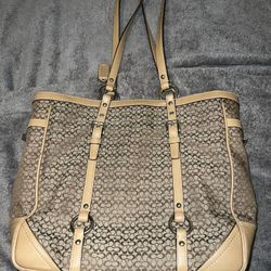 Large Authentic Coach Tote Bag Beige