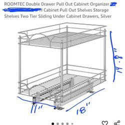 11x18" Double Drawer Pullout Cabinet Organizer 