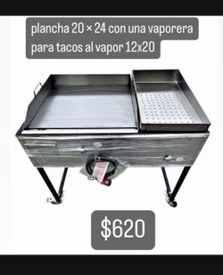 Plancha De 24” Con Vaporera Para Tacos Al Vapor | Incluye Manguera Y Regulador
