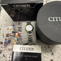 Citizen Eco-Drive Ladies Silhouette Sport MOP Two Tone Bracelet Watch EW1676-52D