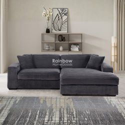 Corduroy L-Shaped Sectional Sofa Couch with Chaise