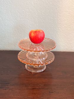 Pink Depression Glass Tiered Cake Stand