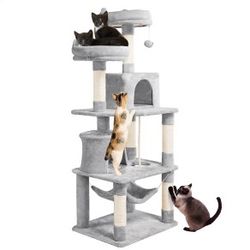 62.5’’ H Multi Level Cat Tree Cat Tower Kitten Condo with 2 Condos & 2 Foam-Padded Perches & Scratching Post