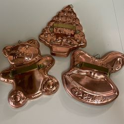 Copper Cookie Cutter Molds Set Christmas Tree Bear Rocking Horse Himark Portugal