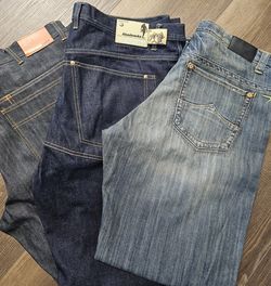 3 Pair of Ol School Jeans Size 38x36L Akademiks, Azure & ... SEE DESCRIPTION