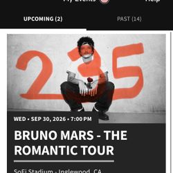 Bruno Mars Ticketsx2 Sep30 