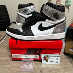 Size 11.5W / 10 Mens - Air Jordan 1 High Retro Silver Toe Black