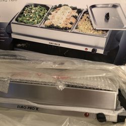 Euro-pro Stainless Steel Buffet Server and Warming Tray Extra Large 400w NEW