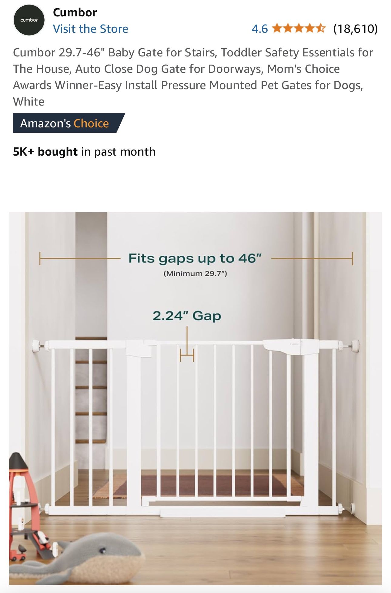 Cumbor baby gate 29.7”-46” 
