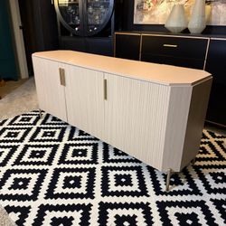 Modern Brand New Geometric 3 Door Credenza With Shelving 