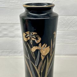 Vintage MCM Black Flower Vase
