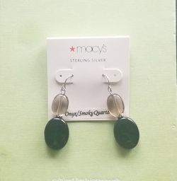 Sterling Silver Onyx/ Smoky Quartz Earrings