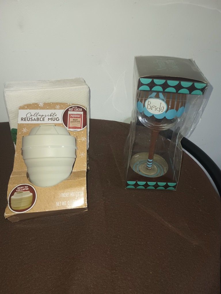 Collapsible Reusable Mug And Bride Wine Glass