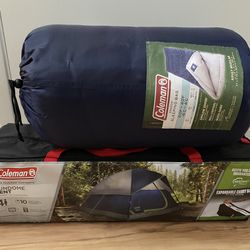 Coleman Camping Tent 4 Person And Sleeping Bag 