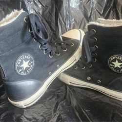 Converse Black Sued Back Zipper Hightops