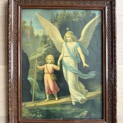 Angel GuardVintage Lithography Framed Europe