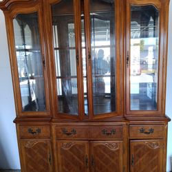 China Cabinet With Dining Table And 6 Chairs, 