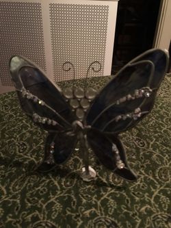 Stained glass fairy for light, window or cake top violet