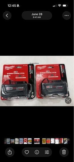 Milwaukee new pack x 2 batteries 5ah