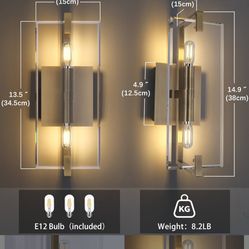 Crystal Vanity Wall Sconces Lights for Bathroom 13.5in Chrome Sconces Wall Lighting,Modern  Vanity Lights Fixture,Luxury Indoor Wall Sconce for Bed