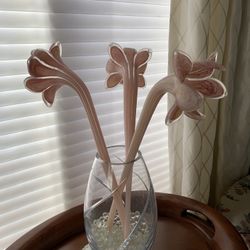 Crystal Vase and Glass Flowers