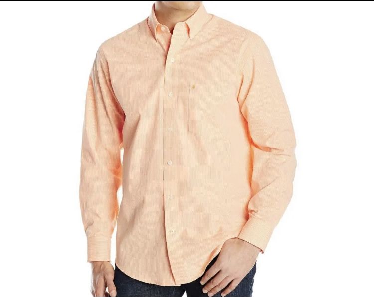 IZOD mens Long Sleeve Stretch Performance Solid Button Down Shirt