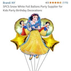 5pcs Disney Snow White Foil Balloons 