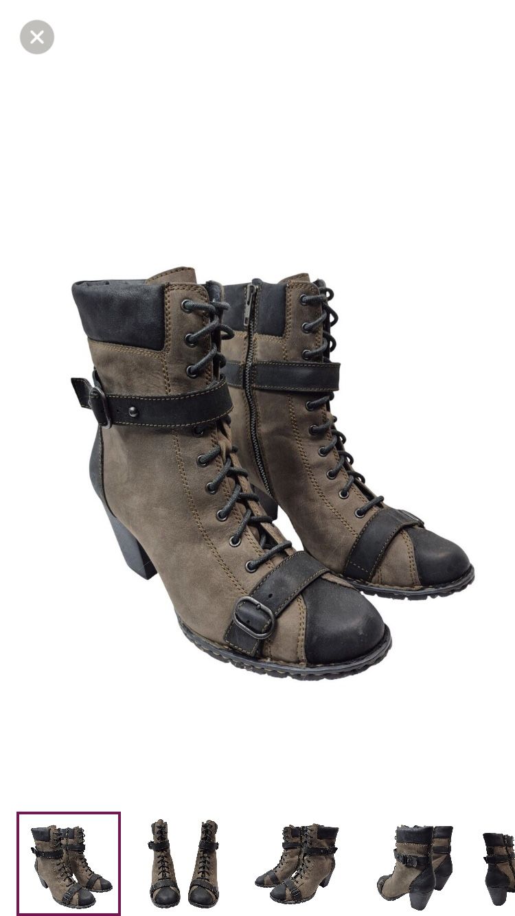 Born Boots Womens 9 Brown Leather Lace Up Ankle Boots Buckles Carolina