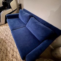 The Worlds Most Comfortable Couch! Custom Made Memory Foam Microfiber Royal Blue Loveseat Couch Sleeper Sofa 