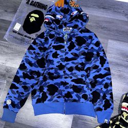 Blue bape hoodie  medium 
