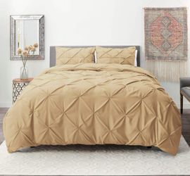 Nestl Twin Duvet Cover Set Pintuck - Double Brushed Grey Lavender Duvet Cover Twin 2 Piece with Button Closure, 1 Pinch Pleated Twin Size Duvet Cover 