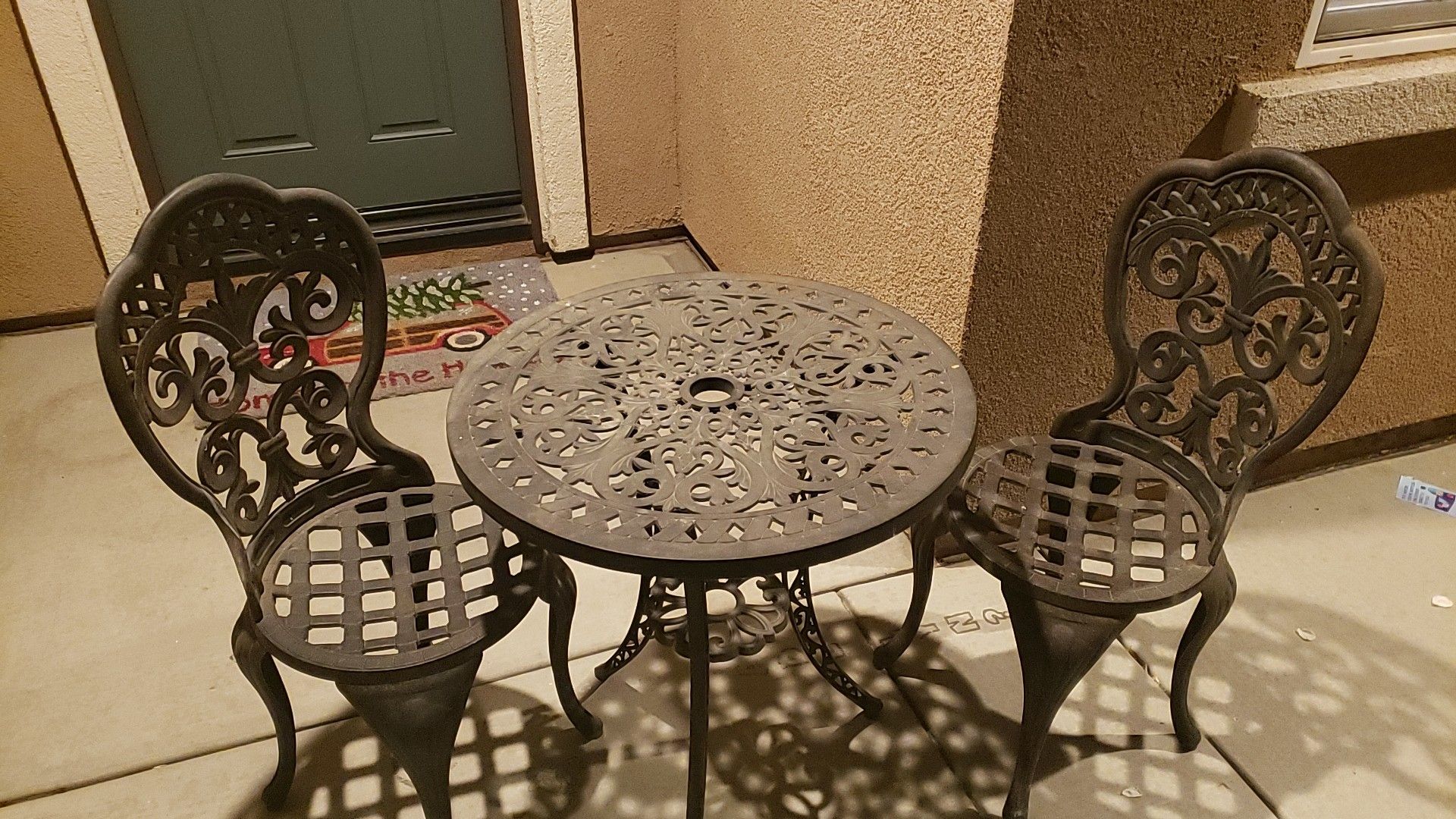 All metal patio furniture.