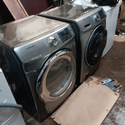 Silver Frontload Washer Dryer Set 