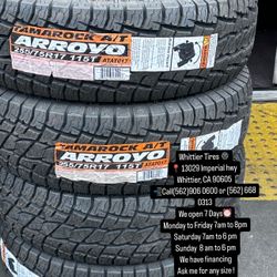 SET OF NEW TIRES, 255/75R17 ARROYO AT , INCLUDING MOUNTING AND BALANCING. ASK ME FOR ANY SIZE OR BRAND, LLANTAS NUEVAS