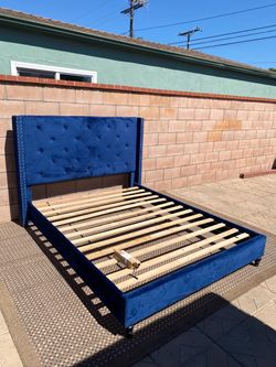Blue Velvet Queen size bed