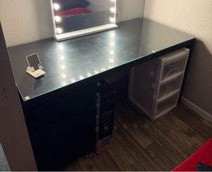 Black Desk w/ Glass Top