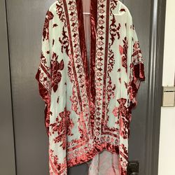 Velvet Kimono Shawl – Size S – Boho, Festival, or Formal Wear