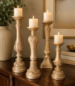 Stunning 🔺️ Set of 4 Rose Gold Candleholders