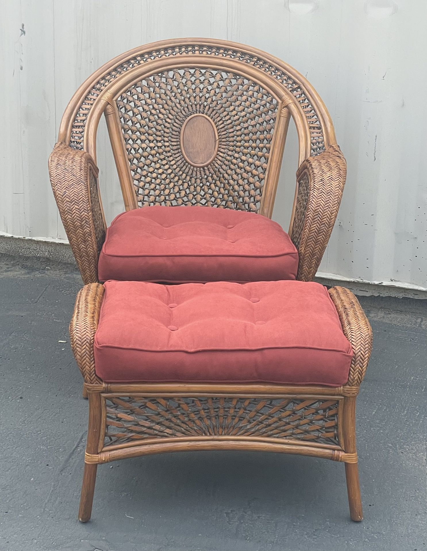 Pier 1 Rattan Chair and Ottoman Set