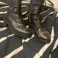 Michael Kors Cody Gold Tone Star Combat Boots