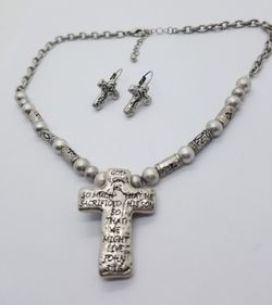 Cross necklace beaded earrings