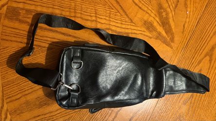 Black Leather Sling Crossbody Bag