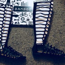 Black Gladiator flat sandals