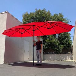 $95 (New in Box) Large 15 ft double sided umbrella outdoor patio garden yard (weight base not included)